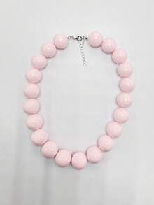 1pc Bohemian Style Plastic Acrylic Colorful Handmade Beaded Geometric Necklace, Summer Fashion Accessory, Gift For Women, Suitable For Beach And Daily Wear - Resin Hand-beaded Necklace - View 12