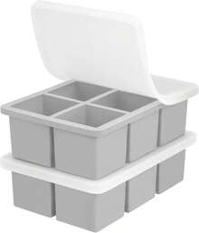 Large Silicone Tray 2Pack,  Big Square Molds Whisky Cocktail, Maker Tray With Lid Freezer, Easy Release (2,) - 灰色的 - 查看 9