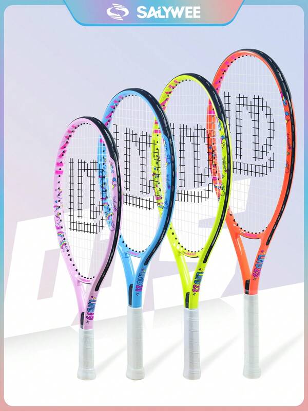 SALYWEE Aluminum Carbon Tennis Racket, Cartoon Pattern Tennis Racket Free Bag, The Best Holiday Gift Gifts, Professional Beginners High Quality Light Weight Durable Tennis Rackets, 19/21/23/25 Inch, Installed Grip Tape And Already Strung
