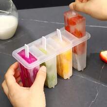 Easy-To-Clean 4-Bottle Ice Pop Mold, Suitable For Summer Desserts, Reusable DIY Ice Pop Making Tool With Lid, Cute Household Ice Pop And Ice Cream Mold - trắng - Xem 7