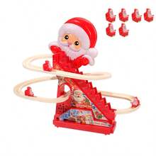 Izengate 圣诞节新款儿童玩具，益智游戏，2 种模式 - 灯光和音乐/静音，有趣的轨道攀爬玩具，自动攀爬轨道滑梯玩具，圣诞老人爬梯玩具，男孩女孩的最佳生日圣诞节万圣节新年礼物（不含电池）