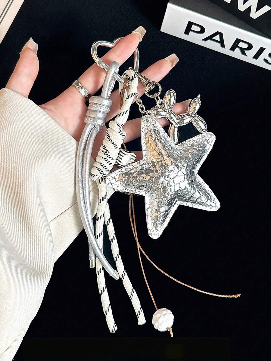 1PC Yogodlns Y2k Leather Rope Keychain,Star Cute Starfish Bag Pendant , Starfish Pendant Fashion High-End Fashion Design Five-Pointed Star Braided Rope Bag Pendant,Car Keychain,Key Lanyard,Key Holder,Keychain Accessories,Keyring,Couple Keychain,Gifts For Women,Valentine's Day Gifts,Birthday Gift,Friend Gift,Holiday Gifts,Event Souvenirs,Party Gifts.