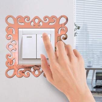 1pc Acrylic Floral Pattern Mirror Switch Sticker, Home Decor For Room, Living Room, Porch