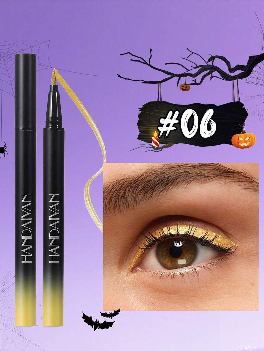HANDAIYAN Waterproof, Smudge-Proof, Quick-Drying Metallic Colored Eyeliner Pencil, Long-Lasting Pearl Finish, Suitable For Halloween, Costume Parties, Christmas, Autumn/Winter Makeup - 06 - 查看 1