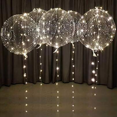 1/3sets Transparent Led Balloons Light Up Balloons With Light Strap Bobo Balloons For Party Birthday Anniversary Wedding Decoration