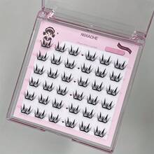 MIXIAOHE Glue-Free Thin Series False Eyelashes Ultra-Thin Natural Cat Eye Style, C Curl, Length 6 To 12 Millimeters, Soft False Eyelashes, DIY Professional Makeup Set, Reusable, Suitable For Beginners And Cosplay Use - 01# - 查看 7