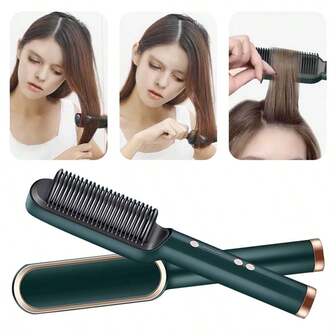 A Two-In-One Ion Hair Straightener, Electric Brush And Hot Curling Hair Comb For Women's Hair Styling, Practical And Smooth Hair
