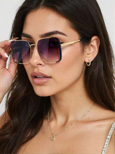 1 副复古方形金属眼镜装饰，时尚眼镜配件适合街头风格、旅行、驾驶、运动、海滩、节日、度假、户外活动、派对