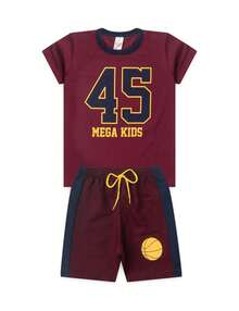 Conjunto Infantil Verão Masculino 45 Mega Kids - Bordo - bordô - Visão 2