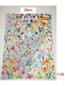 20/10/1張鬱金香花紋面紙，50*35cm (19.7in*13.78in)，適用於DIY手工藝，尤加利花紋面紙，復古宮殿游泳泉景禮品包裝紙，春季派對包裝紙 - 彩色 - 查看 10