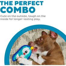 Outward Hound Durablez Minis Stuffing-Free Squeaky Plush Dog Toy For Puppies & Small Dogs - Interactive, Soft Yet Tough, No Mess, Jumbo Squeaker, Long-Lasting Play, Penguin - 藍企鵝 - 查看 2
