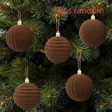 1 set (6 pezzi/12 pezzi) Pendenti e decorazioni da appendere per festival, set di palline di Natale in velluto per albero di Natale, palline di Natale antisfondamento floccate, decorazione marrone