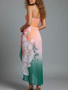 2pcs Ombre Bohemian Knotted Ruffle/Flounce Trim Swimwear, Vacation Beach Wear, Summer - Multicolor - View 6