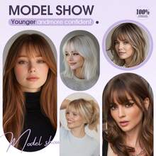 5x9cm Human Hair Topper Hair Piece Top Base Middle Part With Bangs 10 Colors Available For Women Hair Loss Or Bangs HairStyle - S4 - 查看 8