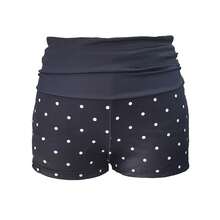 Womenacute;S Y2K​​ Low-Rise Denim Shorts Polka Dots​​ Print Folded Waist Tight-Fit Hot Pants For Streetwear Vacation​ - 黑色 - 查看 4