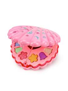 1/2Pcs ABS Shell Shape Kids Makeup Bag Toy, Pink Blue Princess Cosmetic Case With Mirror, Washable Cosmetics, Birthday Christmas Gift For Little Girls - Multicolor - View 10