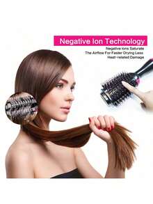 1 Pc Multifunctional Hot Air Comb,4-In-1 Hot Air CombHair Dryer, For Hair Curler & Straightener, Puffy Hairstyling,One-Step Volumizer Hair Dryer And Styler,Less Frizz, More Shine And Less Heat Damage For Salon-Style Blowouts Black/Pink - US A Type Plug(110-127V) - View 7