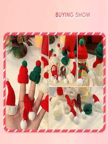 Mini bonnet tricoté et écharpe du Père Noël, petit costume de Noël pour stylo anamorphique DIY, décoration de fête de Noël, dîner. Stylo géométrique froissé, drôle, sensoriel, anti-stress, outil d'écriture à forme changeante