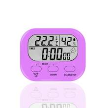 100-Occasion Digital Timer With Temperature & Humidity Display, Silent Countdown Clock For Kitchen Cooking, Baking, Fitness, Exam - Battery Not Included - Multicolor - View 3