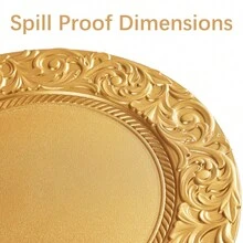 13 Inch Antique Charger Plates Bulk Plastic Round Floral Plates Perfect For Dinner/Wedding/Thanksgiving Party/Elegant Tabletop Decor - 金色 - 查看 4