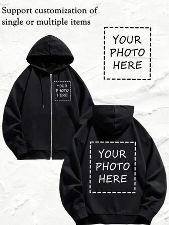 Veste à capuche zippée personnalisée avec graphique avant et arrière, logo ou impression photo, convenant pour Noël, Halloween, Thanksgiving, équipe de danse, uniforme de travail, école, publicité, numéro porte-bonheur - famille, animaux de compagnie, amis, couples, doublure en polaire chaude pour l'automne/l'hiver