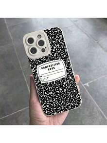 Diseño de Elemento de Cubierta de Cuaderno de Composición en Blanco y Negro Adecuado para iPhone17/iPhone17 Air/iPhone17 Pro/iPhone17 Pro Max/16 Pro Max/15 Pro Max/14 Pro Max/13 Pro Max/12 Pro Max - Cubierta de TPU Suave con Impresión 3D|   Funda protectora delgada|   A prueba de golpes y resistente a los arañazos|   Perfecto para el trabajo y regalos Carcasa personalizada con estampado - Blanco antiguo - Ver 2