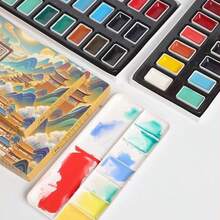 Set de 12 colores de pigmentos para pintura china tradicional, suministros para pintura de tinta china para principiantes, herramientas de pintura Gongbi - 12 colores - Ver 6