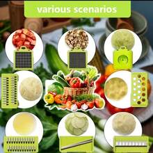 16pcs Multifunctional Vegetable Chopper Set - Manual Food Processor With Container, Perfect For Slicing, Dicing & Shredding Fruits & Veggies - EManual Kitchen Gadget, No Electricity Needed, Quick Cleanup - For Home, Restaurant, Meal Prep - Garlic, Onion, Potato, Carrot, Salad Prep - Compact Storage Design, Noelectricity Kitchenware, Sleek Kitchen Tool - 灰色 - 查看 2