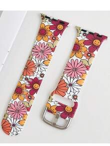 1pc Sunflower Print Silicone Watch Bands Compatible With Apple Watch Band 38mm 40mm 41mm 42mm 4mm 45mm 49mm (S10 42 )Mm (S10 46)Mm Women,Fashion Floral Design Comfortable Replaceable Waterproof Sports Strap Compatible With Iwatch Series 11 Ultra 3 SE3 Ultra 2 S10 SE2 9 8 7 SE 6 5 4 3 2 1, Sporty & Fashionable Smart Watch Strap, Women Watchbands, Fine Women Fashion Watch Accessories