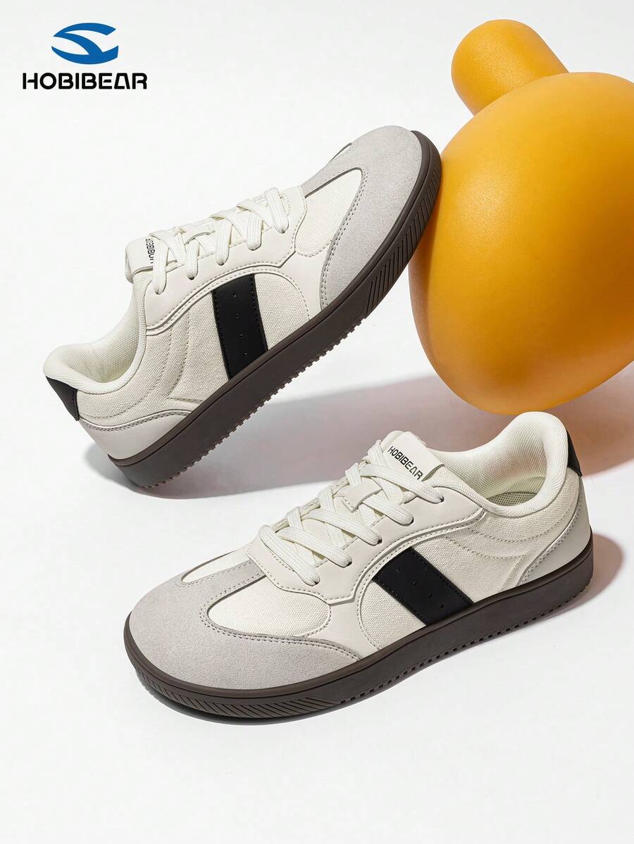 HOBIBEAR Men's Sneakers, Fashion Casual Breathable Soft-Sole Gym Shoes, Wide Toe Box, Unisex - Beige - View 1