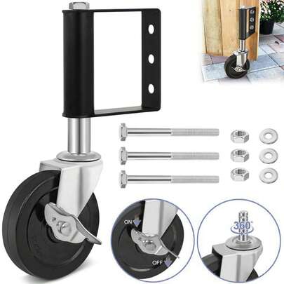 Möbelrolle Torrolle 100mm mit Federbelastung Laufrollen mit Bremse 360°-Drehung Rad mit Robuster Federung Schwerlast-Torräder Drehbare Torrolle Leises Gummirollen Belastbarkeit 100 Kg Möbelrolle Lenkrolle Schwarz Hochleistungs Stoßdämpfung Lenkrolle für Holztore, Zäune und Gartentor