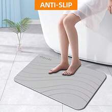 Stone Bath Mat Diatoeous Earth Mat Stone Shower Mat Fast Water Drying Ultra Absorbent Pad Diatomite MatNon-Slip For Bath Shower Kitchen Pet 15.35x23.62in Hard Light Gray 1-Pack - LightGreywave - View 6