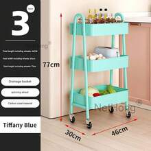 Folding Trolley Cart Shelf Storage Rack Rolling Office Wheels Metal 3/4/5 Tier - Black - View 20