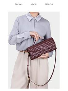 Nischen Woven Single Shoulder Organ Bag Fashion Horizontal Clutch Versatile Women's Crossbody Bag - 1893# Nho tím - Xem 4