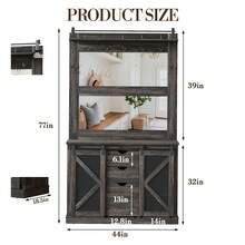 Perchero, perchero con zapatero, mueble de entrada con 3 cajones para pasillo, puertas corredizas de granero, roble - Multicolor - Ver 3