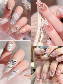 Decoraciones de arte de uñas de corona de Navidad de aleación 3D, decoraciones de arte de uñas de lazo de corona de Navidad, joyería de uñas de rhinestone para decoración de arte de uñas de corona de Navidad