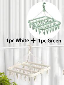 Suszarka do skarpet, wieszak na ubrania z 32 klipsami, wieszak na ubrania do wewnątrz i na zewnątrz, składana obrotowa suszarka do ubrań, odpowiednia do bielizny, skarpetek, małych części garderoby, do użytku na zewnątrz i na balkonie - oszczędzająca miejsce, bez zasilania, wisząca linka na ubrania, wieszak na ubrania, pralnia