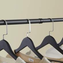 SoBuy FRG109 Telescopic Wardrobe System With 2 Clothes Rails Clothes Storage System Shelving System Clothes Rack Light Grey - Black - View 8