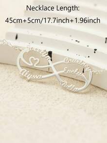 1PC Custom Unlimited Name Pendant Necklace, Can Be Customized With 1-6 Names, Personalized Family Jewelry, Stainless Steel Jewelry, Custom Necklace, Women's Necklace, Name Necklace, Customizable Items, Jewelry Women, Name Necklace Customization, Christmas Gift, Halloween Jewelry, Personalized Gifts, The Best Gift For Family Elders - Multicolor - View 7