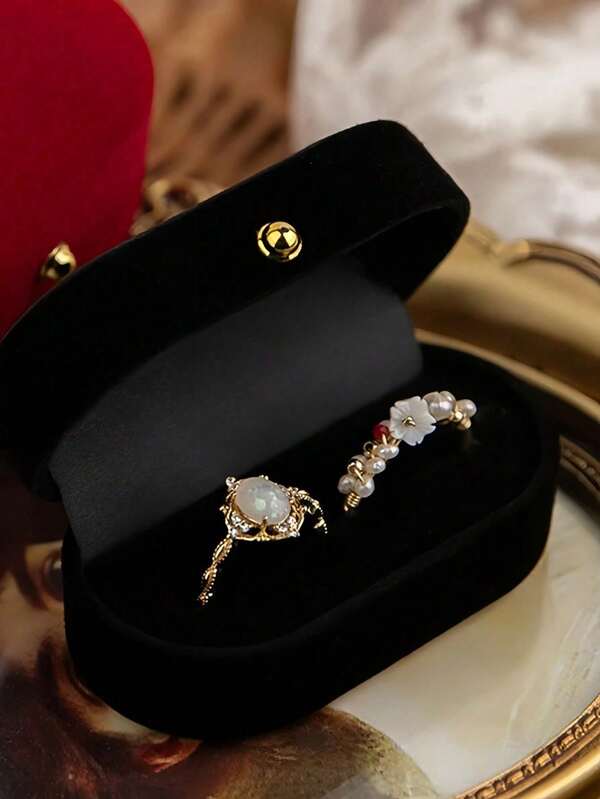 ﻿ Velvet Ring Bearer Box Oval Wedding Ring Holder Portable Ring Box Display Holder Case Jewelry Gift Storage Organizer Jewelry Packaging Box Small Jewelry Boxes Engagement Ring Holder For Wedding Proposal Engagement Ceremony For Double Rings Earrings Pendants Mini Storage Box Multiple Rings Ring Boxes Anniversary Holiday Gifts Bridesmaid Gifts Travel Essentials Back To School