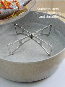 1pc Stainless Steel Heat-Resistant Foldable Steaming Rack - Household Kitchen Steaming Rack - Detachable Lightweight And Portable Cross-Shaped Insulation Steaming Rack - Easy To Clean - Outdoor Cooking Tool - Durable Kitchenware - Compact And Space-Saving - Can Be Hung Anywhere - Suitable For Outdoor Camping, Picnics, And Barbecues