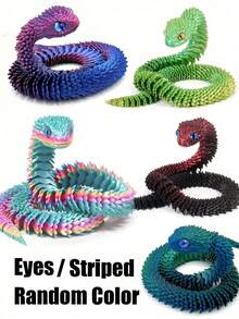 1/2/3/4/5件装新颖可动关节3D打印蛇形摆件，内含惊喜蛋，色彩缤纷，可作家居办公装饰桌面摆件，适用于各种房间装饰，可作雕像、桌面摆件、解压玩具、减压玩具，也是复活节、万圣节、圣诞节、感恩节、派对礼品的理想之选。 - 彩色 - 查看 24