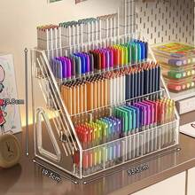 1pc Large Capacity Watercolor Pen Holder, Acrylic Compartment Pen Cup, Desk Organizer For Paintbrushes, Marker Storage Box