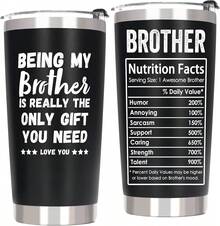 .Com| Breezy Valley Brother Gifts, Christmas Gifts For Brother From Sister, Best Funny Birthday Gift Ideas For Older Little Brothers Adult, Brothers Tumbler Coffee Cup From Sister Sibling Cousin: Tumblers & Water Glasses - 兄弟營養成分錶 - 查看 8
