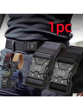 1pc Unisex Tactical Nylon Belt - Suitable For Outdoor Sports And Training, Canvas Woven Breathable Belt, Quick Release Design, Comfortable And Durable, Fashionable Multifunctional, Suitable For Valentine's Day, Halloween, Christmas Gifts