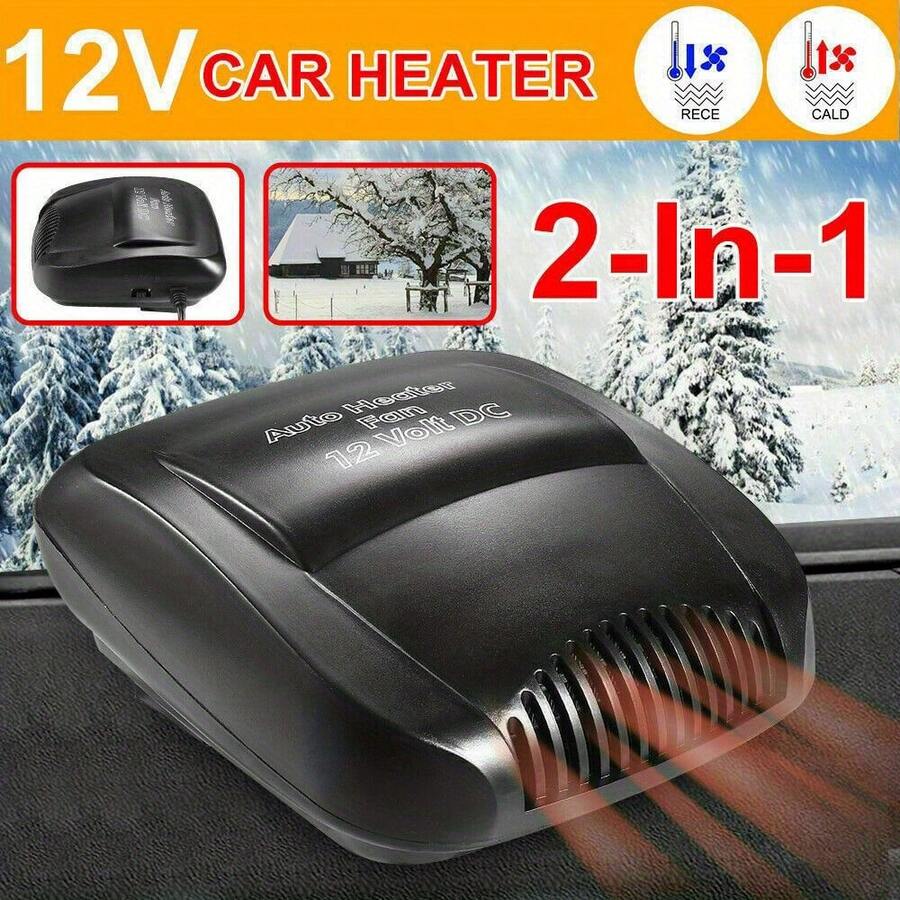 1pc 12V 150W Portable Car Heater Defroster – 10-15A, 2 Working Modes, Black Color - Variant - View 1