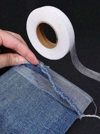 1 卷熨烫式卷边胶带，强力粘性，可水洗，热熔胶带，双面胶衬里，无缝卷边胶带，适用于修改衣服、裤子、牛仔裤、裙子