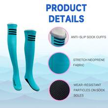HISEA 1 Pair Women's Long Diving Socks; Women's Beach Snorkeling And Swimming Socks; Goddess Extended Beach Socks - Baby Blue - View 5
