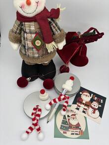 Mini bonnet tricoté et écharpe du Père Noël, petit costume de Noël pour stylo anamorphique DIY, décoration de fête de Noël, dîner. Stylo géométrique froissé, drôle, sensoriel, anti-stress, outil d'écriture à forme changeante