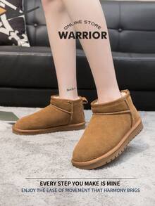 WARRIOR 战士舒适街头风格雪地靴女秋冬舒适跑步鞋朴素风格休闲而时尚的运动鞋全年适用耐磨全天穿着训练运动鞋保暖内衬运动鞋 - 全栗色 - 查看 3